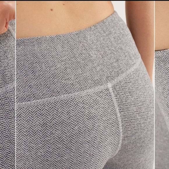 Lululemon Herringbone Light Gray Cropped Leggings Sz 4 Rare Pattern - Picture 14 of 14